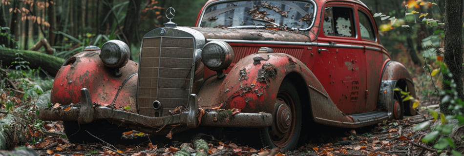 Old car in a forest